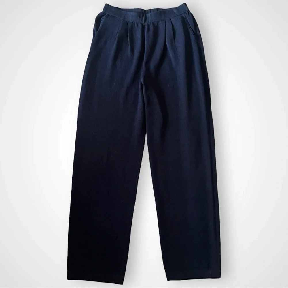 ST. JOHN COLLECTION BY MARIE GRAY Women's Navy Knit Wide Leg Pants Size 14 | EUC